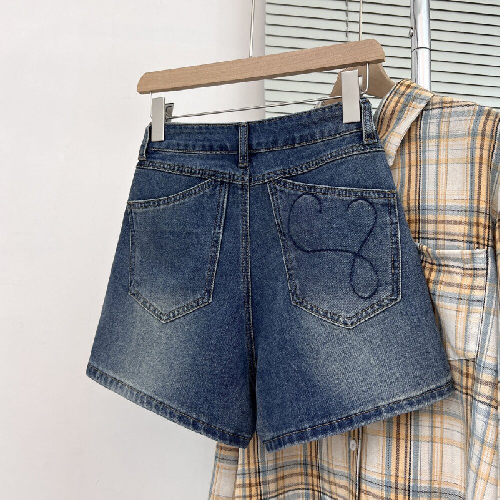 Embroidery Jeans - Shorts Vaqueros Bordados Vintage para Mujer,