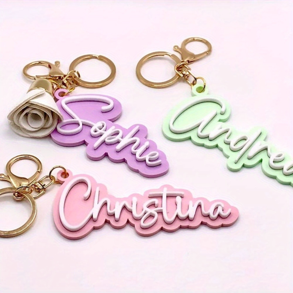 Embroidery Charm - Llavero Personalizado con Nombre, Etiqueta de