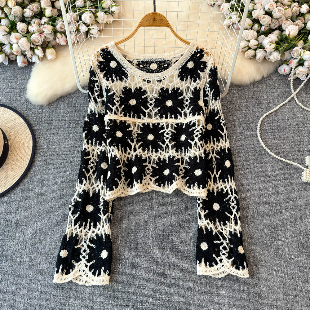 Embroidery Daisy - Top de Ganchillo Floral para Mujer,