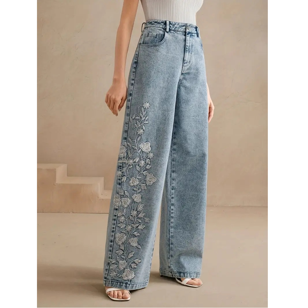 Embroidery Jeans - Pantalones Y2k nuevos pantalones vaqueros de
