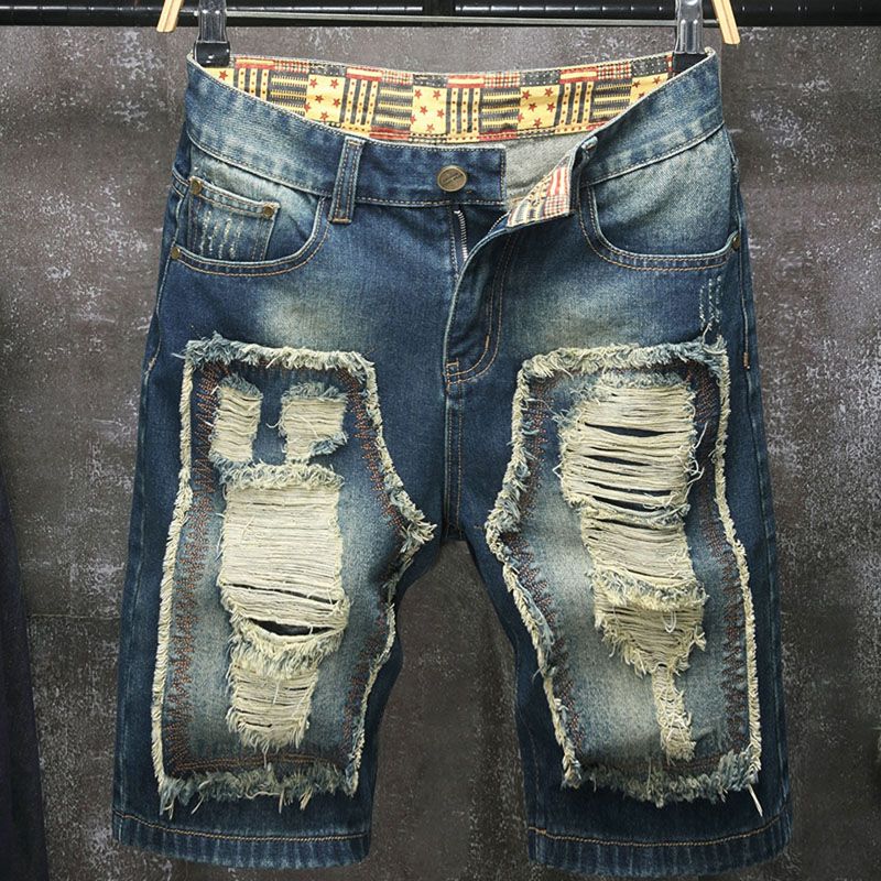Embroidery Jeans - Pantalones cortos vaqueros de cinco pulgadas