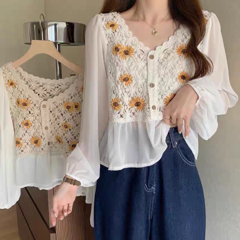 Top de ganchillo de gasa con b - Embroidery Daisy reseña y precio
