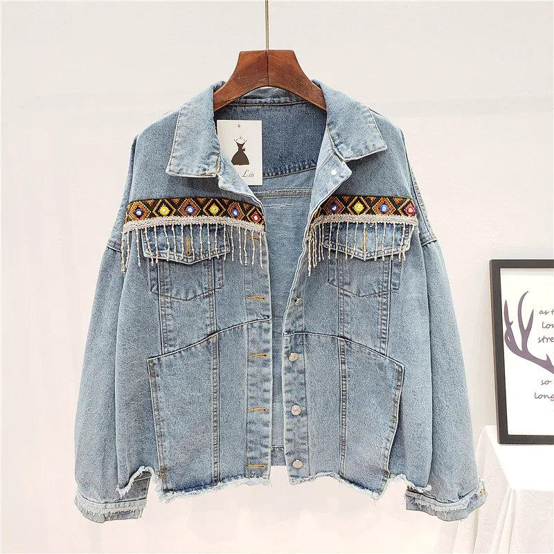 Chaqueta vaquera con borlas bo - Embroidery Jeans reseña y precio