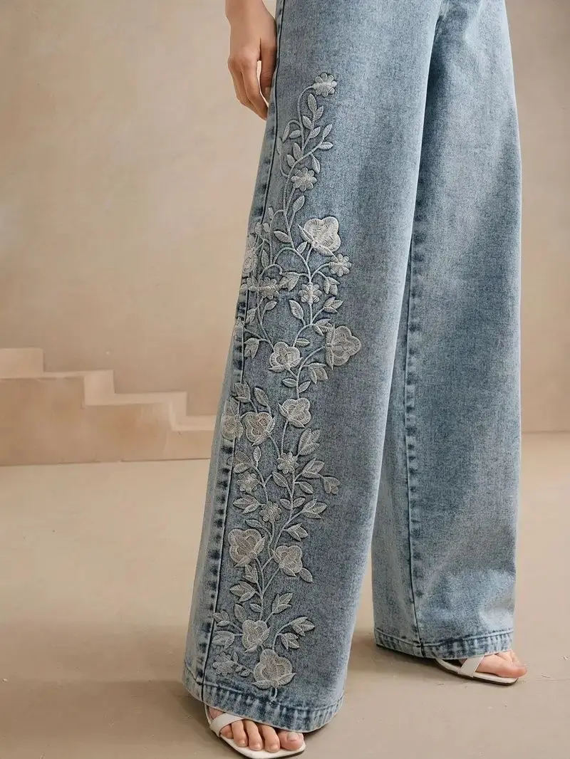 Jeans de Pierna Recta Y2K para - Embroidery Jeans reseña y precio